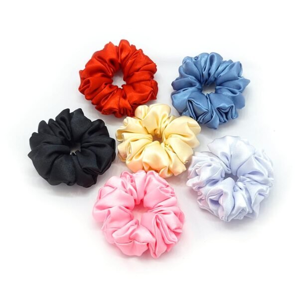 Premium Satin Silk Scrunchies for Women, Grils | Pack of 6 (Red,Black,White,Gray,Golden,Pink)